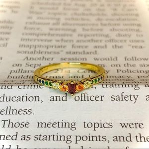 Sterling Silver Yellow Gold Emerald Cut 🌈Ring